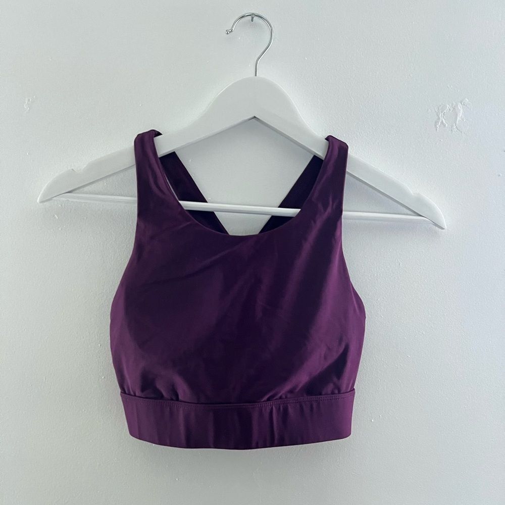 Fabletics || Women’s Athleisure Gym Track Burgundy Cross Back Sports Bra XS